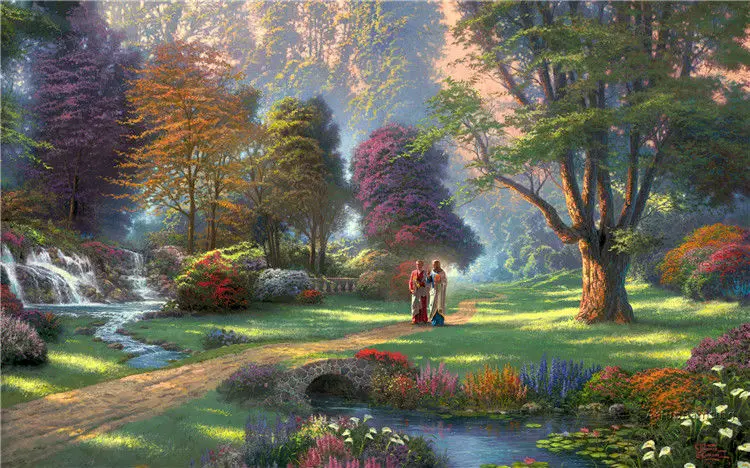 

Thomas Kinkade Oil Paintings Jesus and Peter Art Decor Painting Print Giclee Art Print On Canvas