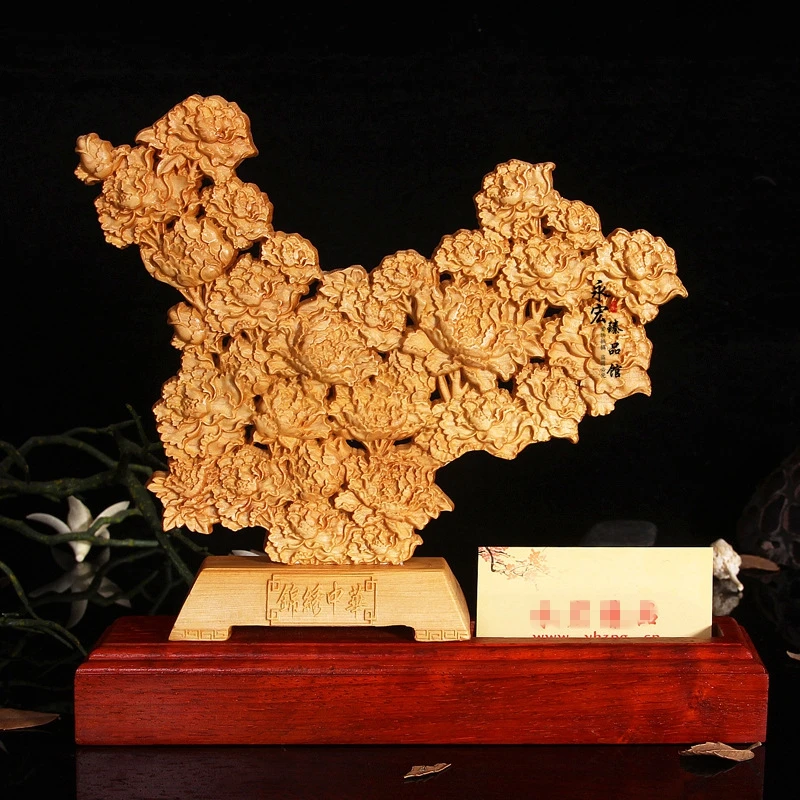 

Wood carved flower business card seat home decorations ornaments(A067)
