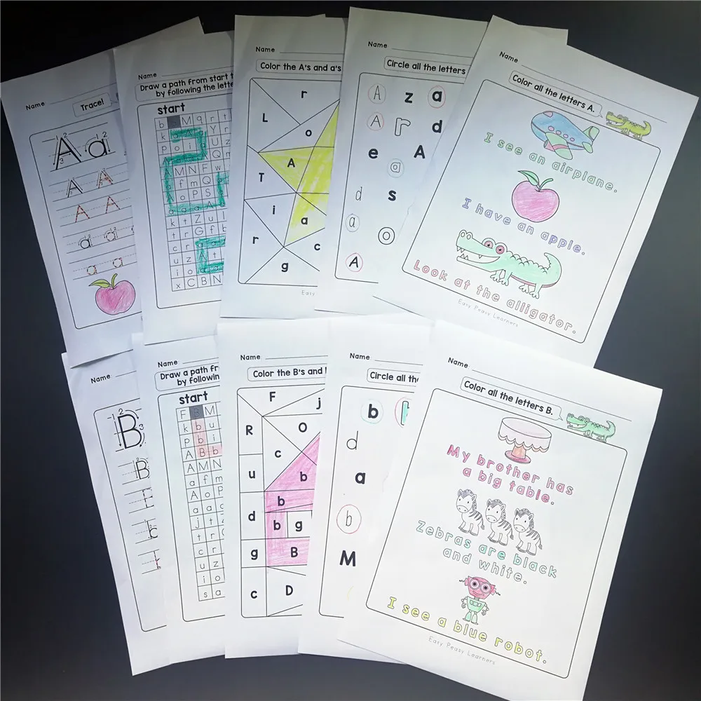 Lição de Casa Alfabeto Aprendizagem Prática Papel Inglês Workbook 130 Pçs 5 Plays Diversão Escrita Notebook Crianças Educação Brinquedos 26 3 Home & Garden