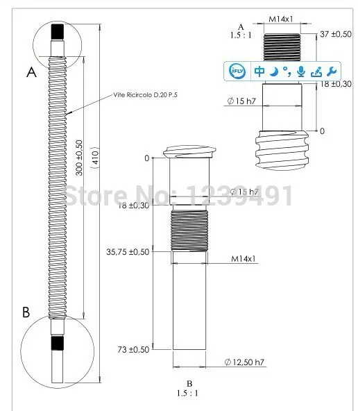 

2005 ball screw L 410/582mm +2pcs ballnut + end machining CNC parts
