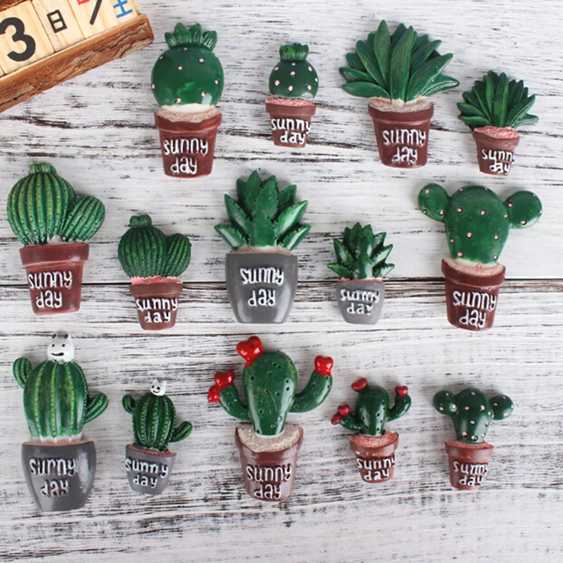 

Creative Succulents Plant ShapeDecorative Refrigerator Souvenir Sticker Kitchen Decor Fridge Magnets Cute Simulate Green Cactus