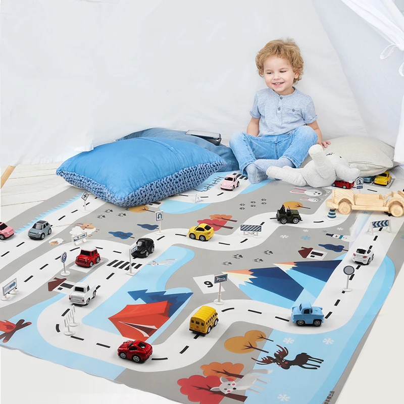 130*100CM City Map Car Toys Model Crawling Mat Game Pad for Children Interactive Play House Toys Road Carpet Car Accessories