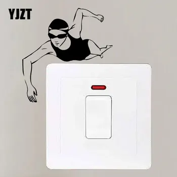

YJZT Sport Swim Swimming Swimmer Woman Girl Female Switch Sticker Room Home Decoration Vinyl Cartoon Decal 8SS-2381