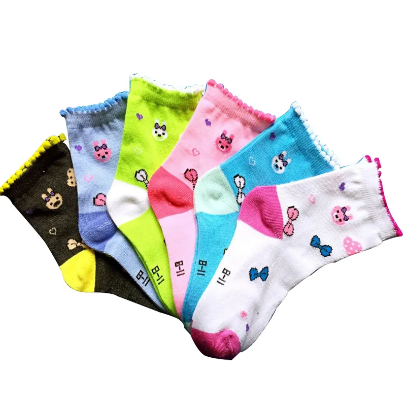 

5 pairs/Package 2018 spring&autumn new Fashion lace cute cartoon cotton girls socks 3-12 year children socks for girls