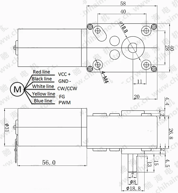 GW4058-BLDC3650 постоянного тока бесщеточный мотор-редуктор 12V24V