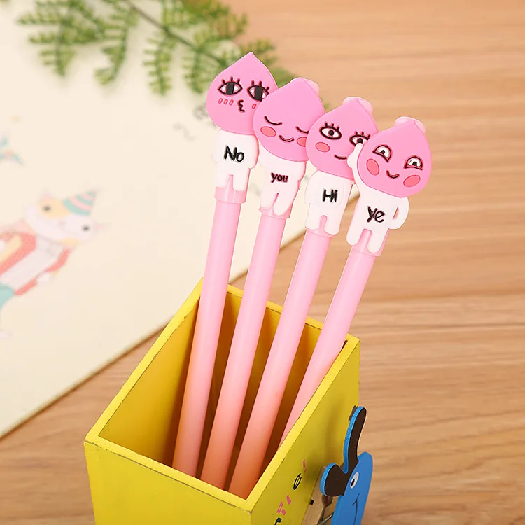 

100PCS/SET Creative Stationery Soft Adhesive Patch Peach Son Neutral Pen Cute Cartoon Student Waterborne Needle Tube Office Pen