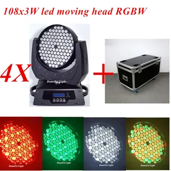 

(Flightcase)4pcs/lot led wash moving head light 108*3w rgbw moving head led wash dj lyre flycase