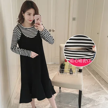 

2019 Cotton Pregnant Woman Dress Large Size Loose Breast-feeding Maternity Dress Nursing Dress Clothes for Pregnant Woman W606