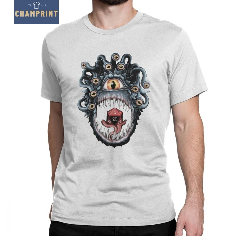 

In The Beholder D20 Men T-Shirt Dice Critical DnD Dungeons And Dragon Funny Short Sleeved Clothes Pure Cotton Tees T Shirt