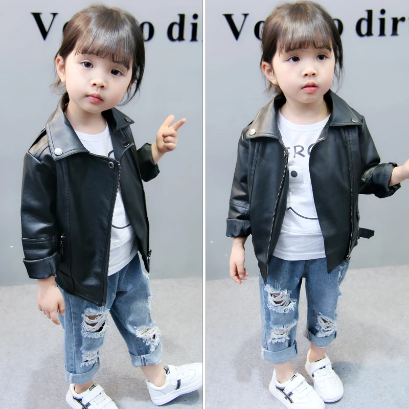 

Anlencool Spring Kids Clothes PU Leather Girls Jackets Children Outwear 1-7 years Baby Girls Boys Zipper Clothing Coats Costume