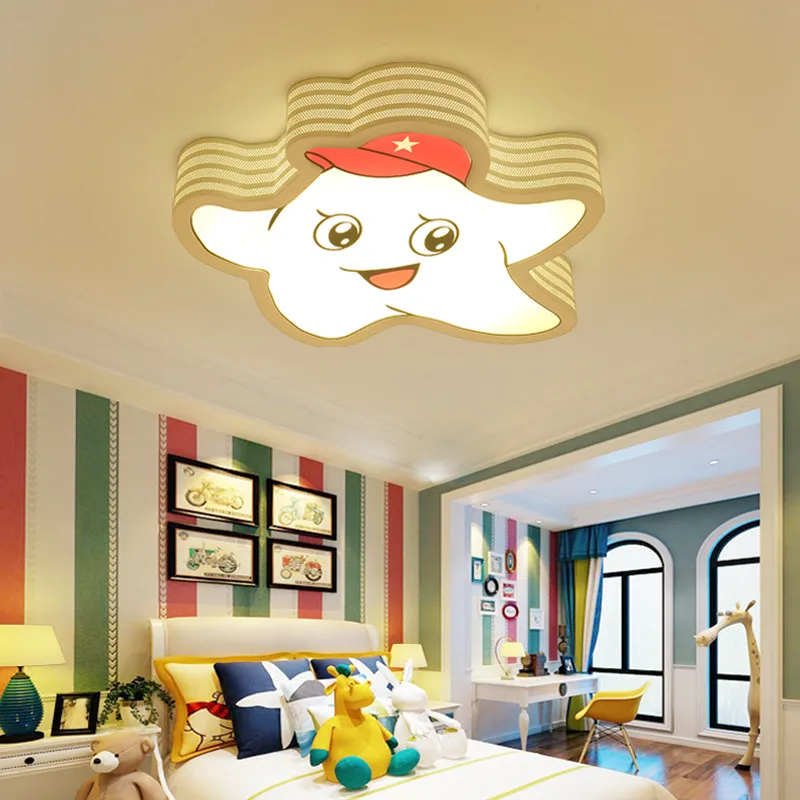 

Cute Lovely Smile Starfish Led Modern Iron Babies Boys Girls Children's Kids Room Bedroom Ceiling Light Lamp 110V 220V Lighting