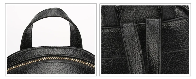Простой женский маленький рюкзак из искусственной кожи личи, модный минималистичный мини-рюкзак, черный рюкзак