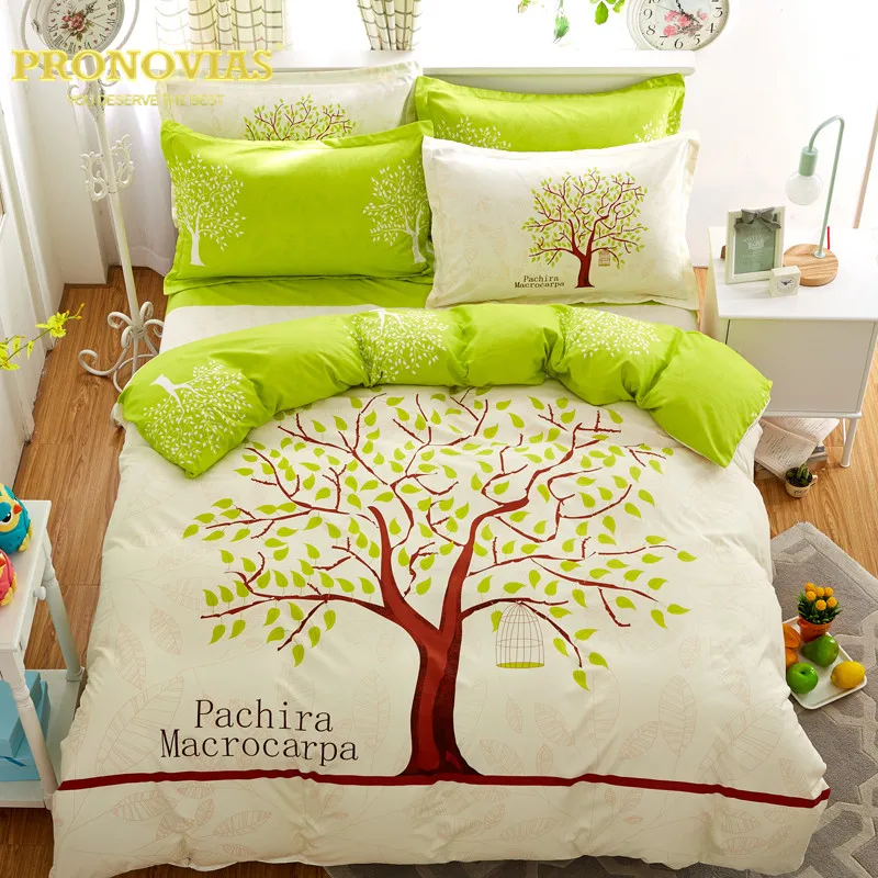Pronovias bäume nordic bettwäsche set 4 stücke duvet doona abdeckung bettlaken kissen fällen königin doppel einzigen XL bett leinen Preise