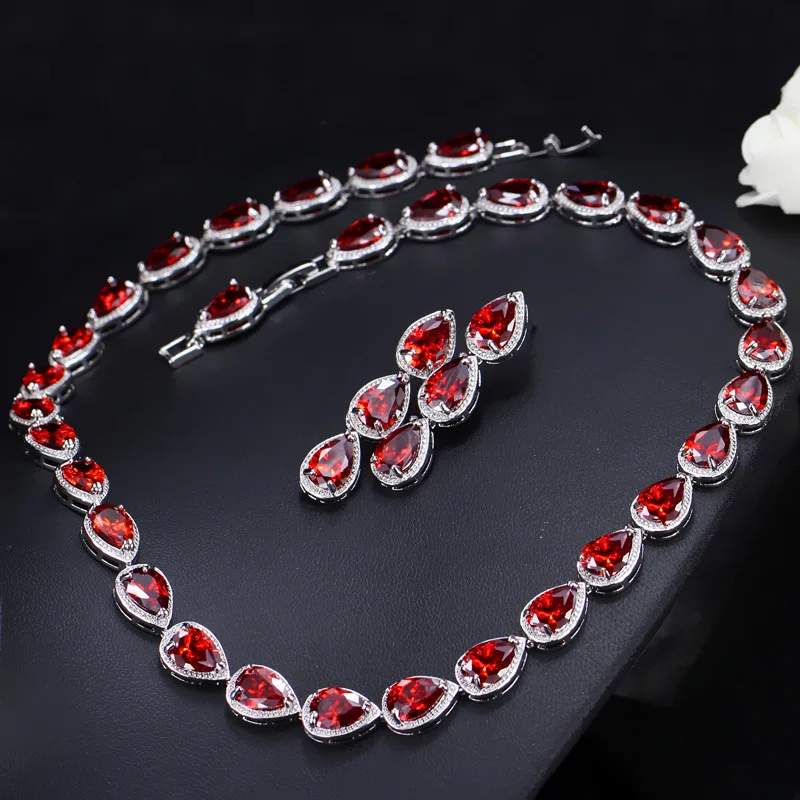 Pera Топ кубического циркония свадебный комплект ювелирных изделий серебряный