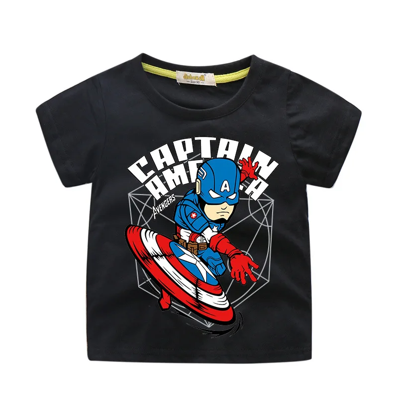 Herói Capitão América T-shirt Miúdos Dos Desenhos