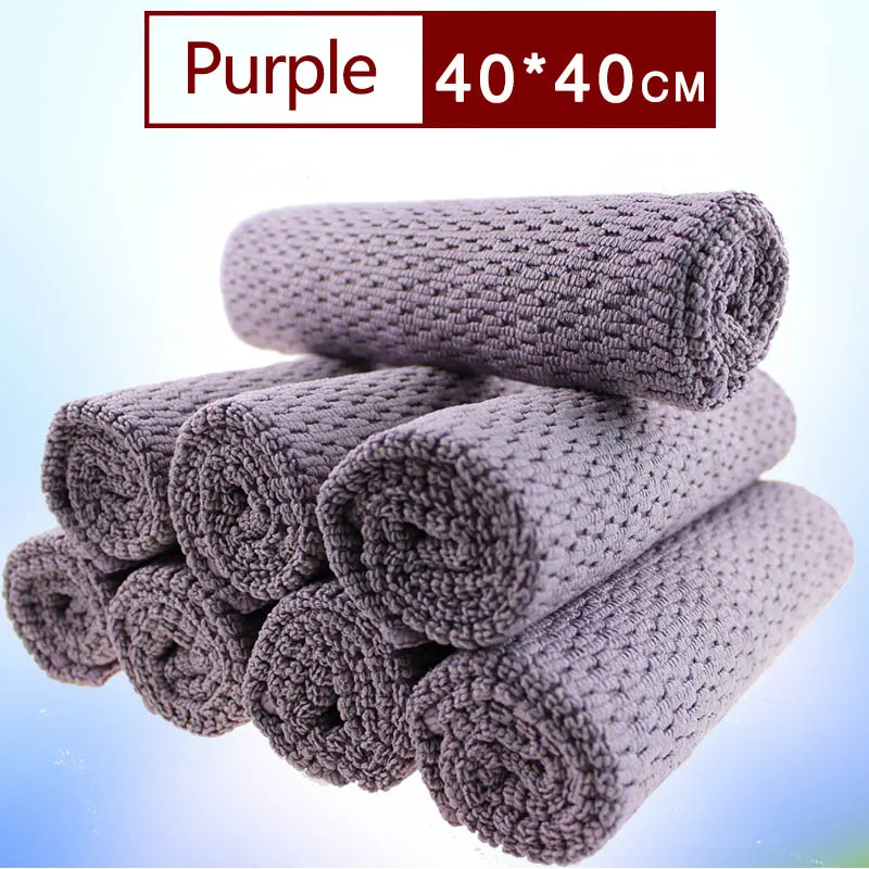 Утолщенные салфетки из микрофибры, инструменты для настольного окна, легко очищающие абсорбирующие портативные кухонные полотенца, 1 шт. чистящая ткань - Цвет: purple L