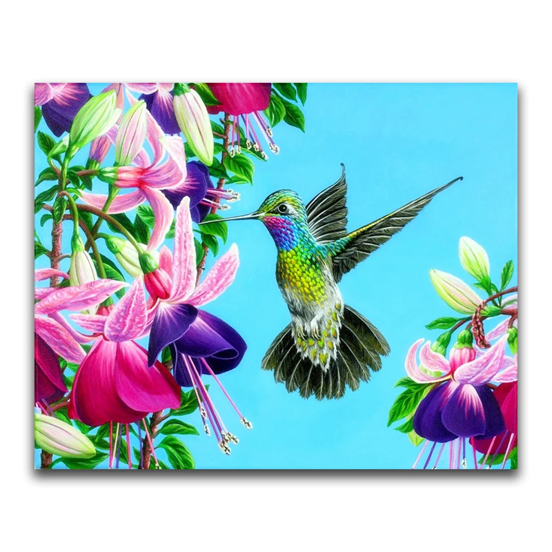 DIY 3D Diamond mosaic animal Full Round Diamond embroidery Cross stitch flowers Full Square Diamond painting Hummingbird