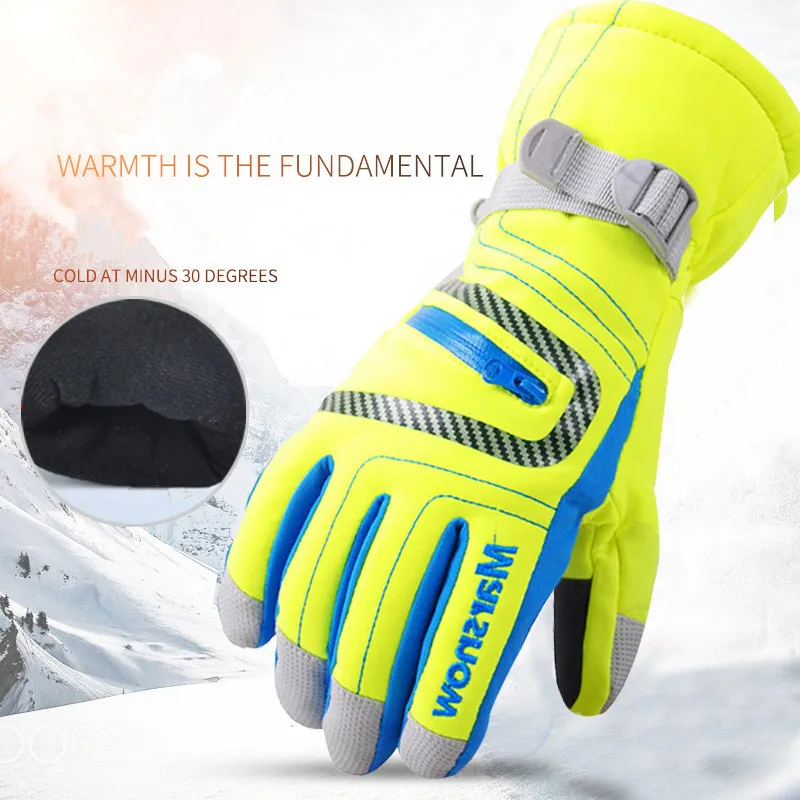 

Men Woman Snowboard Mittens Snow Guantes Mujer Ski Gloves Windproof Waterproof Skiing Motorcycle Luva Full Finger Thicken S XL
