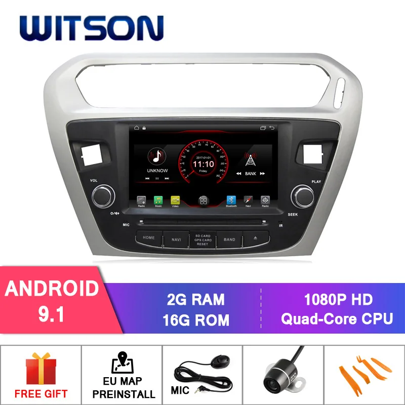 

WITSON Quad-core Android 9.1 car dvd player For CITROEN ELYSEE/PEUGEOT 301 2G RAM Memory Mirror Link for Android Mobile+iPhone