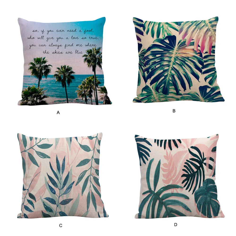 

ISHOWTIENDA 4PCS Print Pillow Cases Linen Sofa Cushion Cover Home Decor Pillow Case square printed polyester / cotton