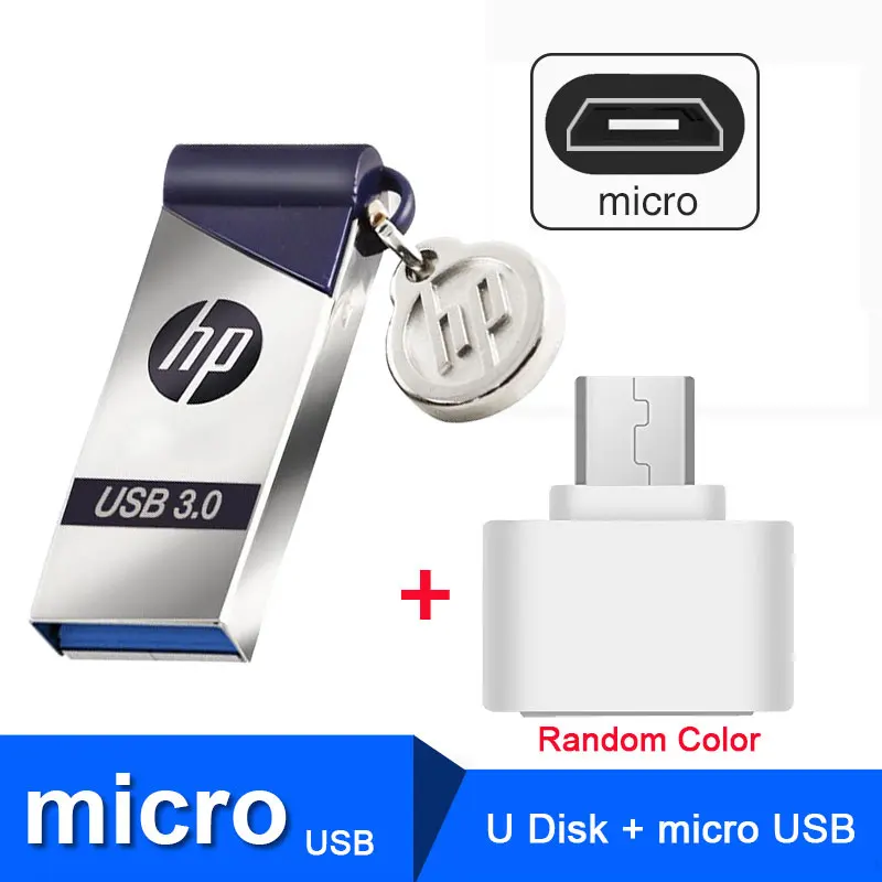 hp USB флеш-накопитель 16 ГБ 32 ГБ 64 Гб металл x715w USB3.0 Флешка карта памяти плюс OTG DJ Флешка usb 64 ГБ - Цвет: x715w plus OTG