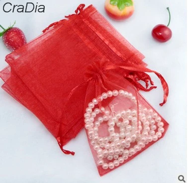 Epackfree 100 шт 9*7 9*12 10*13 10*15 Organza органза ювелирные сумки Embalagem Para Presente Рождественские Свадебные подарочные сумки - Цвет: red