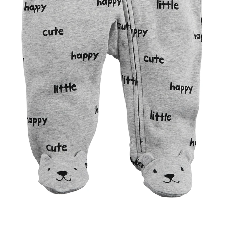 Милые лозунги zip front мягкий хлопок медведь footies цельный Carter's одежда для