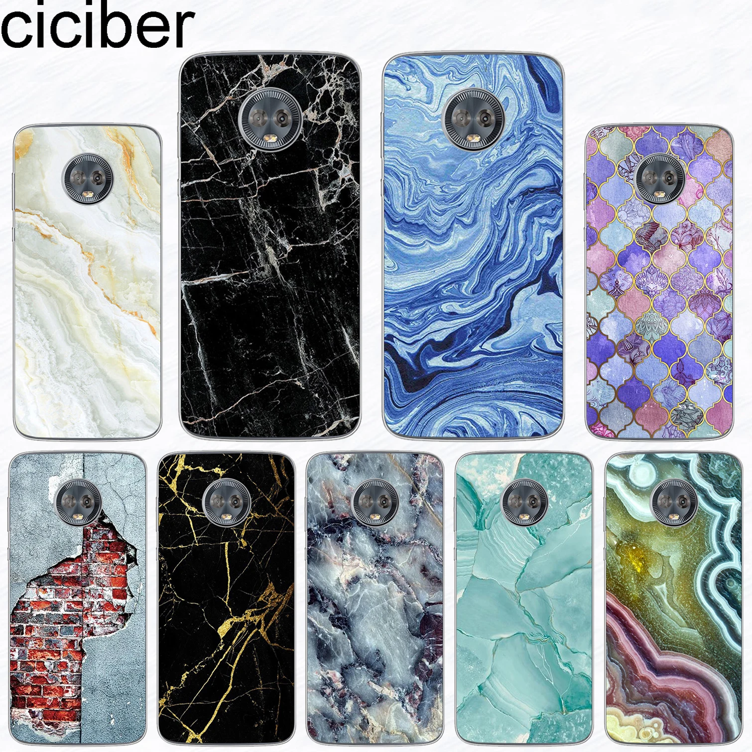 

ciciber for Motorola Moto C Z2 Z3 ONE P30 G4 G5 G5S G6 E3 E4 E5 Play Plus Power M X4 Soft silicone TPU Marble Pattern Phone Case