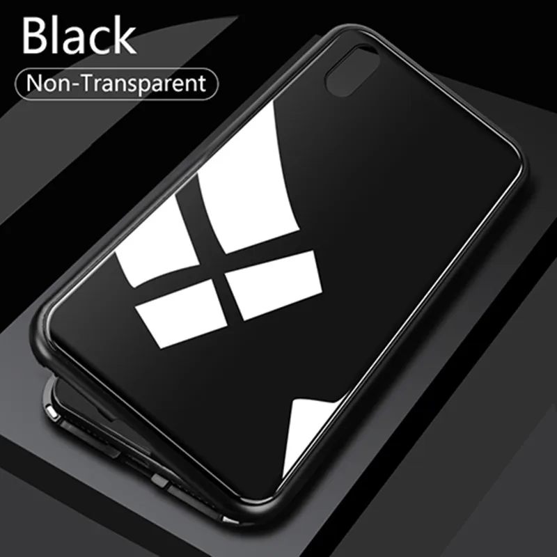Магнитный чехол для iPhone XR XS MAX X 8 Plus 7+ металлический чехол из закаленного стекла на заднюю панель чехол s для iPhone 7 6 6S Plus чехол - Цвет: Full Black
