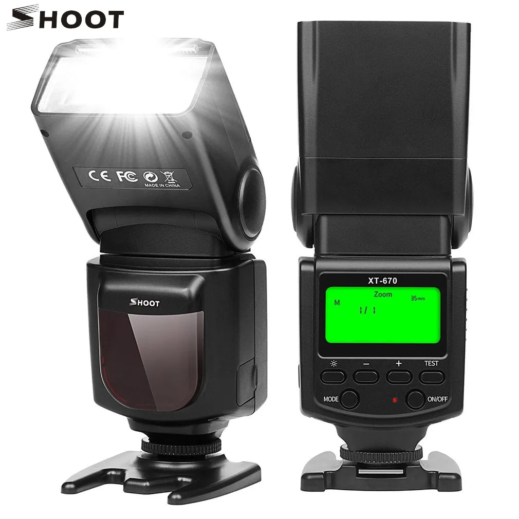 

SHOOT Universal Camera High Speed Flashlight Durable Flash LCD Sceen Wireless Speedlite Fill Light For Canon Nikon DSLR Camera