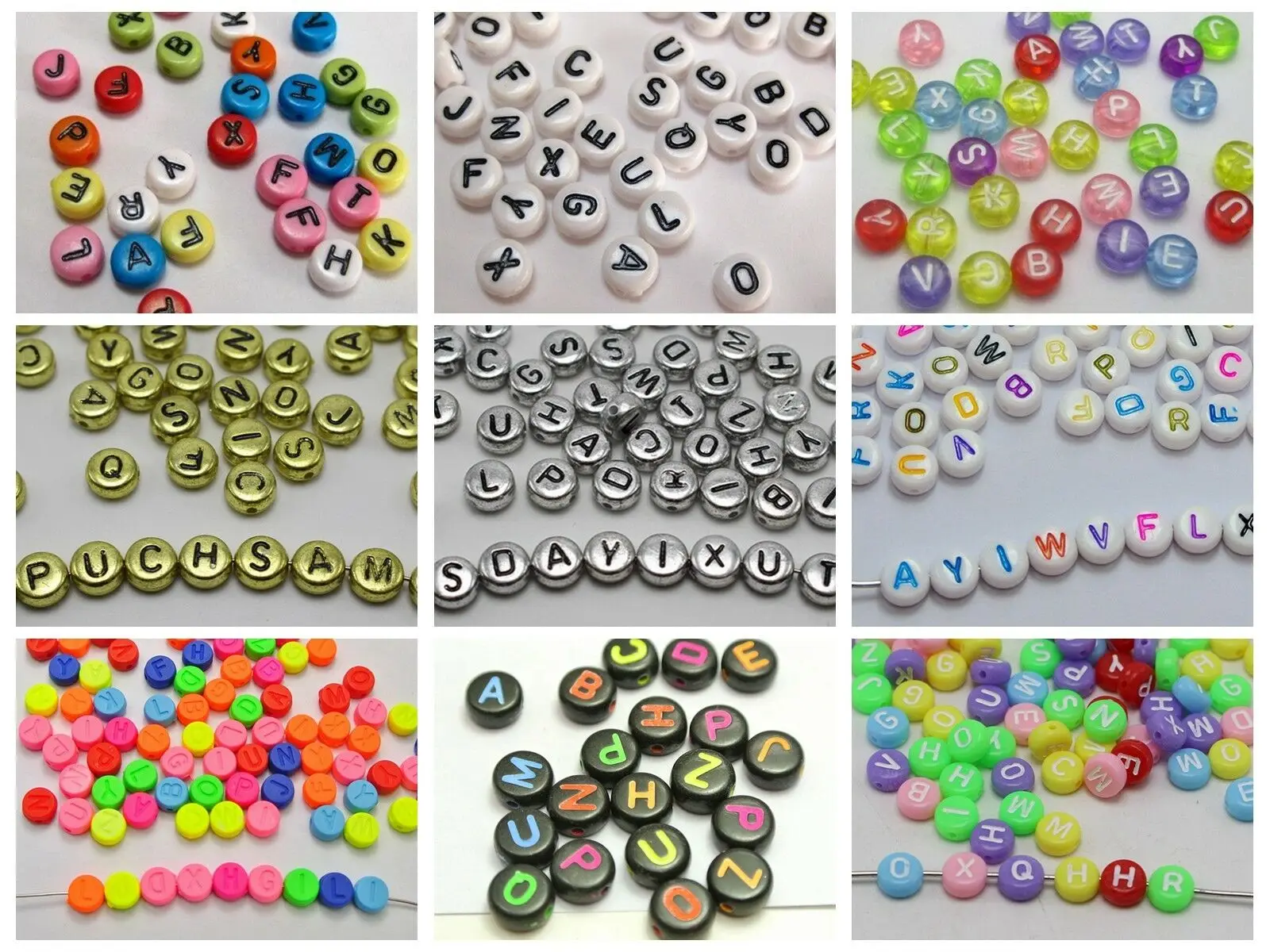 

250 Assorted Acrylic Alphabet Letter Coin Beads 4X7mm Jewelry Craft Funny Beads