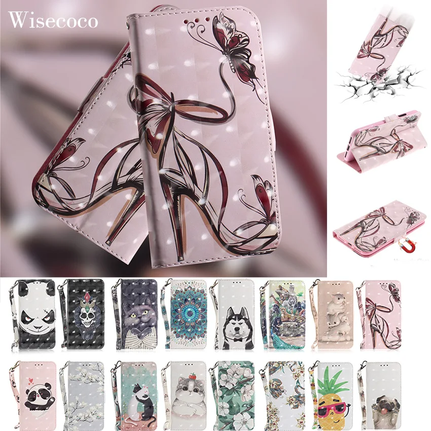 

Luxury Leather Wallet Flip Case for Huawei Mate 10 Lite P Smart 3D Cartoon Card Stand Strap Etui Huwei Y6 Y9 2018 Honor 10 Coque