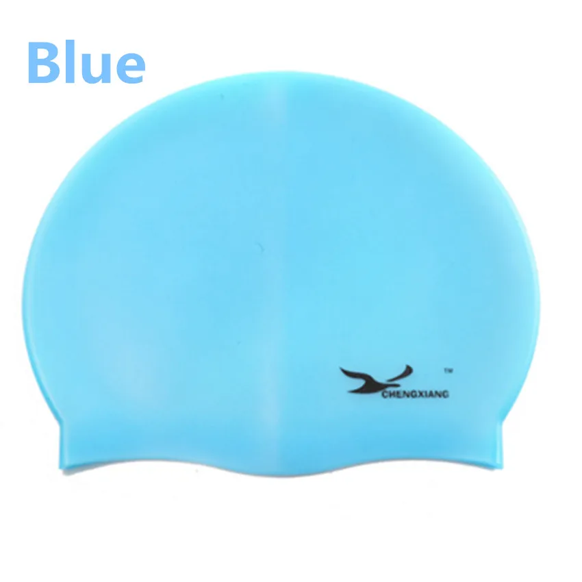 Шапки для плавания ming, Женская силиконовая шапка, водонепроницаемая, защита ушей, для бассейна, для длинных волос, для спорта, свободный размер, 3D, эластичная, для мужчин, для взрослых, 1 шт - Цвет: Blue