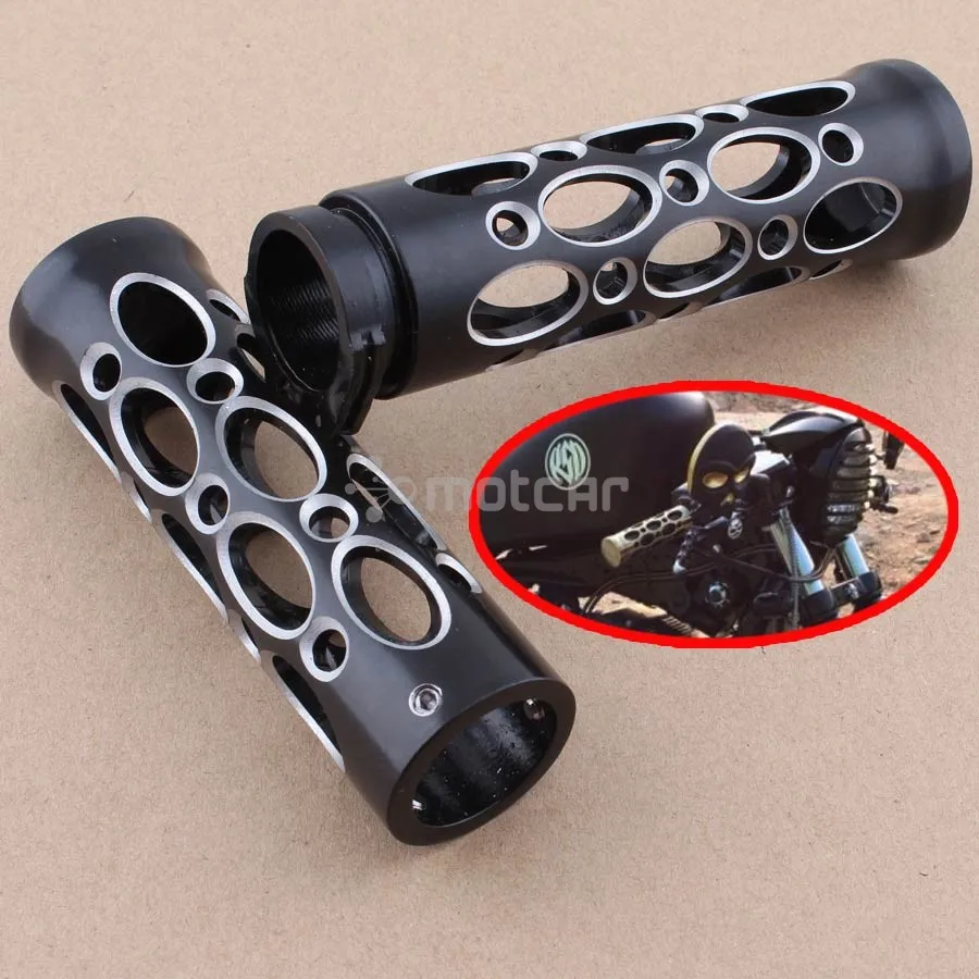 

1" Inch Black Aluminum Hollow-Out 25MM Motor Handlebar HAND GRIPS Handle Bars Fits For Harley Cruiser Chopper Honda