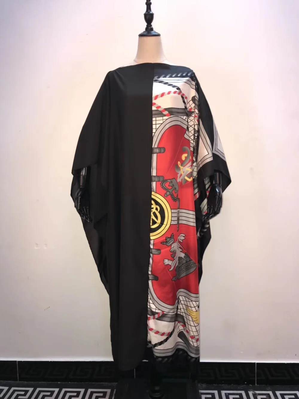 

Hot Sale 2019 New arrival Kaftan women silk dress double color Euroepan Printed silk dress African clothes dress in stock