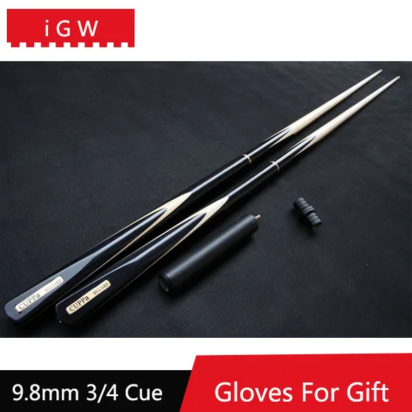 Cheap Handmade 3/4 Snooker Cues Joints Sticks 9.8mm Tips Extension Ebony Wood Handle China Anti Cracking Lacquer Craft
