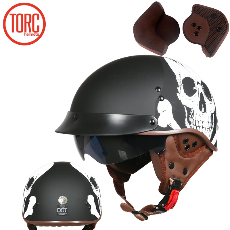 TORC T55 винтажный мото rcycle шлем Vespa винтажный летний полушлем с внутренним козырьком реактивный Ретро мотоциклетный шлем в горошек - Цвет: b11