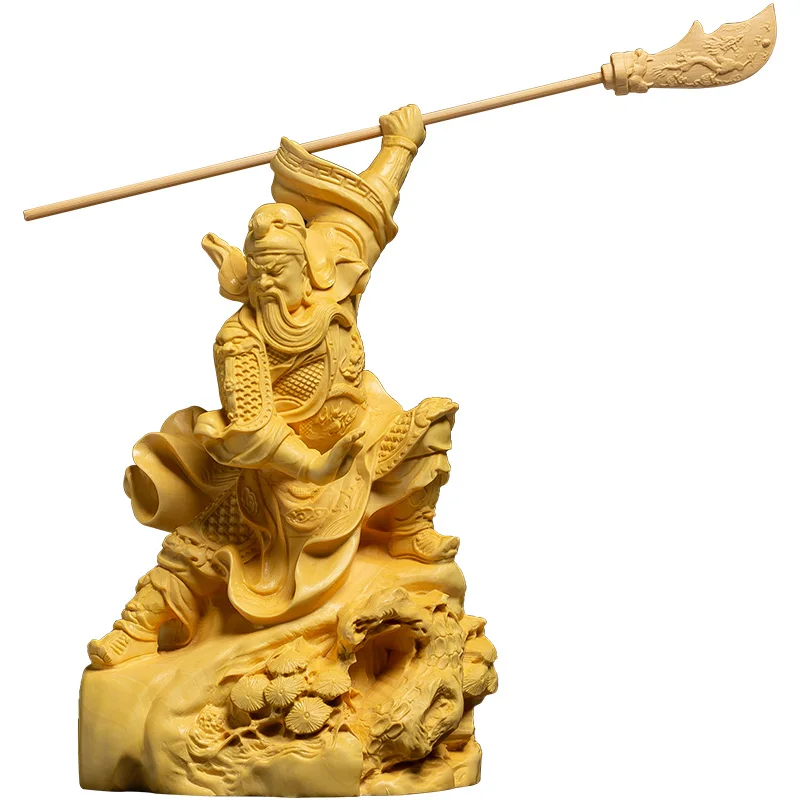 Статуя God of War Guan Gong home статуя Будды, Guan Erye, деревянный креативный офисный украшение резьбы по дереву большой нож Гуань Ю