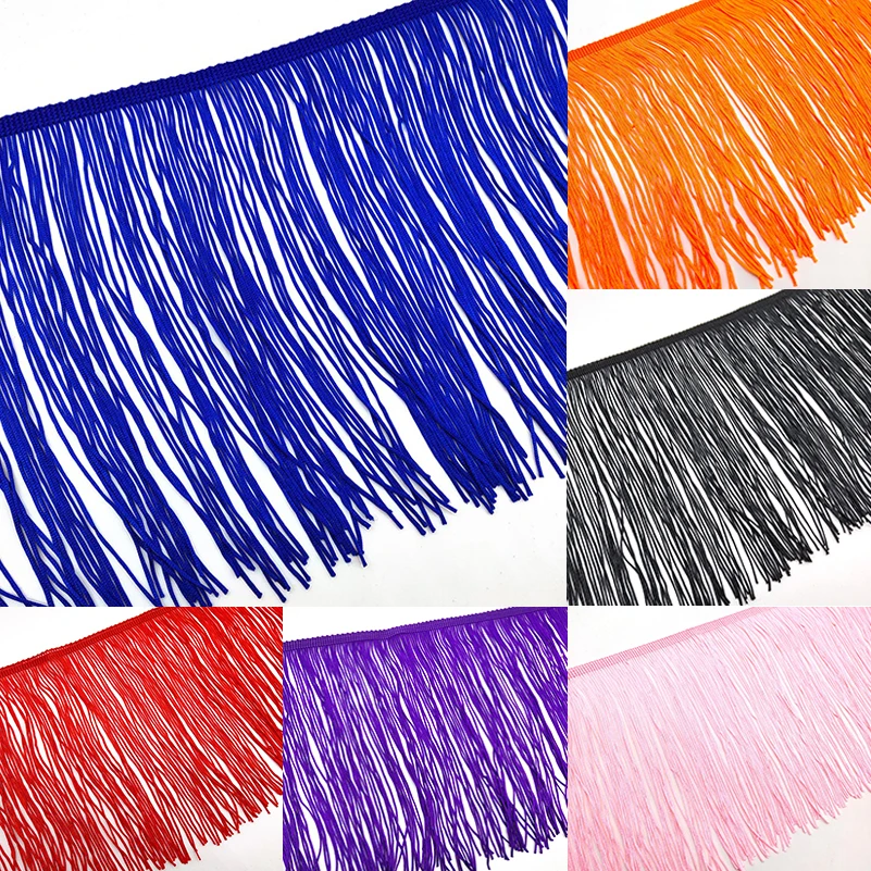 

New 50CM Long Lace Fringe Trim Tassel Fringe Trimming For DIY Latin Dress Stage Clothes Accessories 15CM Wide Lace Ribbon Tassel