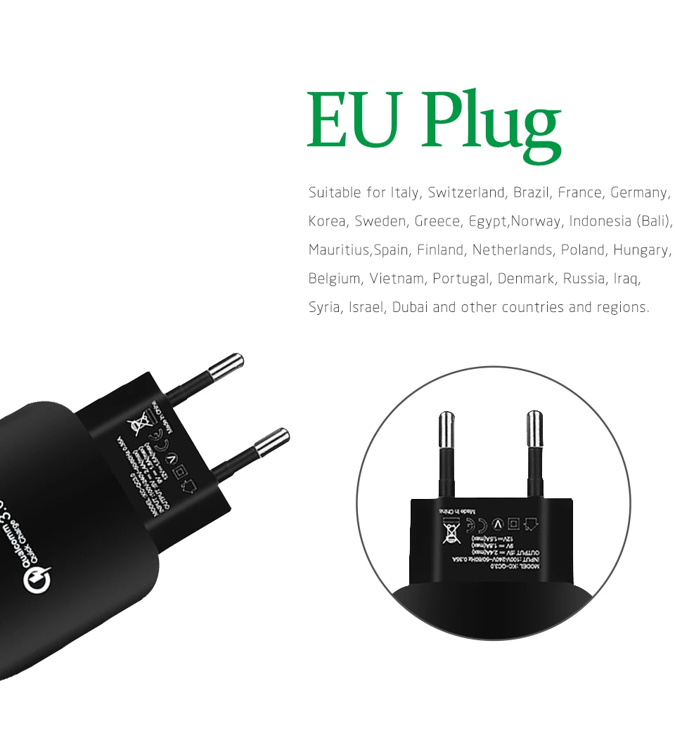 QC3.0 Quick Charge 3.0 Fast Mobile Phone Charger EU US Plug Wall USB Charger Adapter for USB Digital Device Tablet Smart Phone (4)
