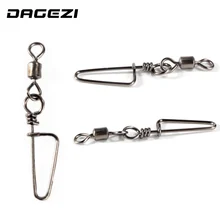 DAGEZI, 100 шт./лот, рыболовный разъем, Поворотный шарнир с американской защелкой, черные Вертлюги+ ИЗОГНУТЫЙ ШТИФТ, нержавеющая сталь