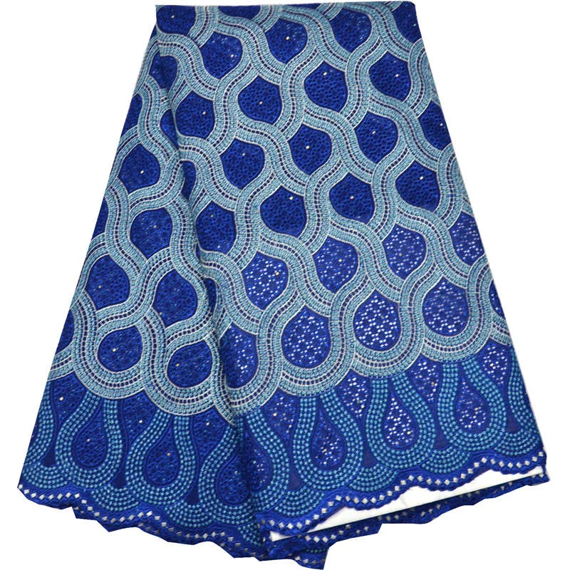 

Free shipping (5yards/pc) hot selling African dry cotton lace fabric in royal blue high quality for making party dress CLP62