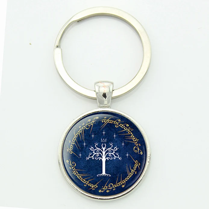 

The White Tree of Gondor key chain Lord of R men charming musical notes around round glass dome alloy keychain Keyring