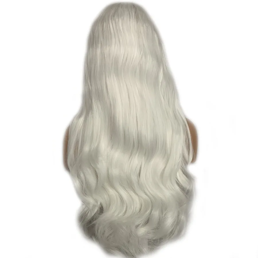 FANXITON белый парик синтетический парик для Для женщин бесклеевого синтетический Синтетические волосы на кружеве парики длинные волнистые