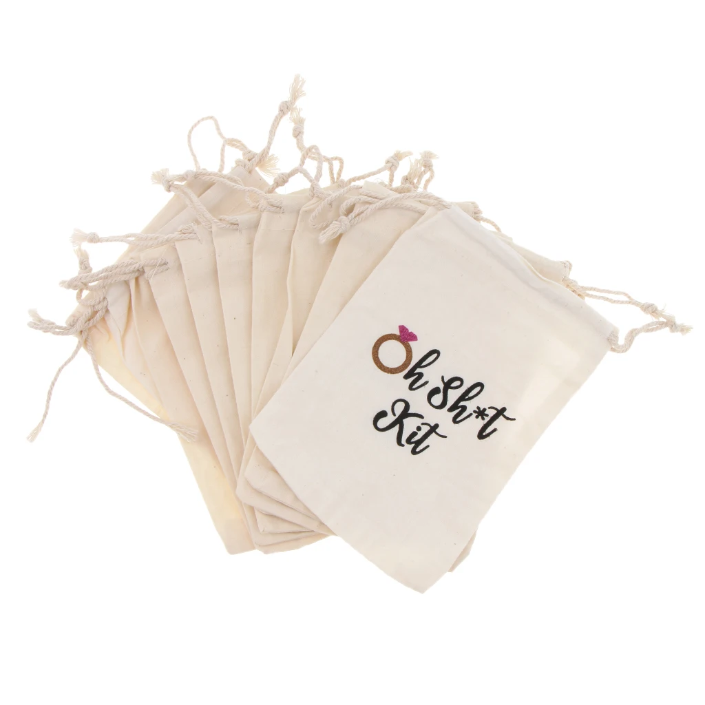 

10pcs Oh Shit Kit Gift Bags Jewelry Candy Bag Wedding Favors Vintage Linen Bags Pouch Gift Party Supplies
