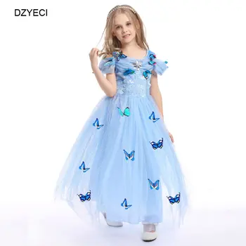 

DZYECI Girl Cinderela Dress Carnaval Costumes For Kid Robe Princesse Child Deguisement Elza Bow Lace Party Prom Pageant Maxi 8T