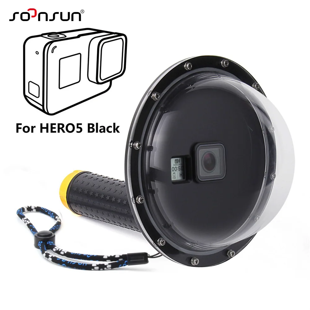 

SOONSUN 6" Underwater Waterproof Dome Port Diving Lens Cover Case for GoPro Hero 5 6 7 Black Go Pro Hero7 White/Silver Accessory