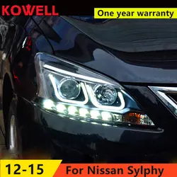 KOWELL Автомобиль Стайлинг для Nissan Sylphy фары 2012-2015 Sentra X-Trail светодиодный светодиодные дневные ходовые огни на передних фарах Bi Xenon объектива