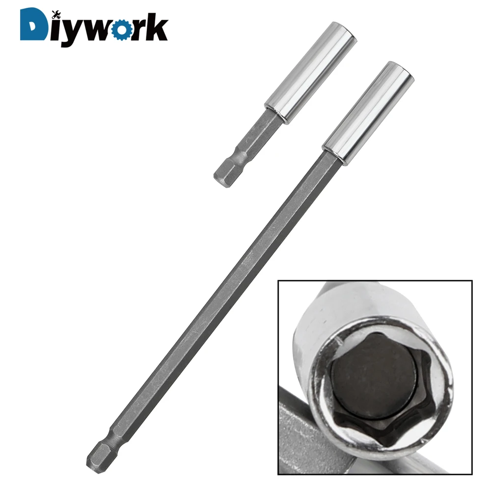 

DIYWORK Extension Drill Driver Sleeve Adapter High-carbon Steel Screwdriver Bars 1/4" 60/150mm Hex Magnetic Bit Holder