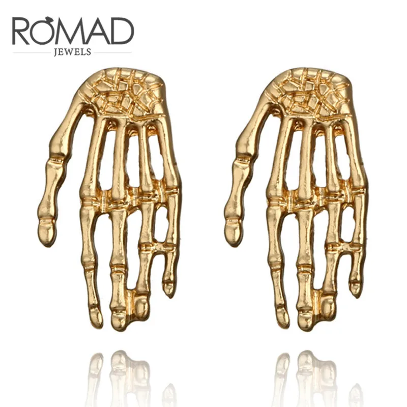 

Romad 2018 Fashion Gold Color Tone Hand Statement Stud Earrings For Women Punk Style Chic Palm Piercing Earring Pendientes R5
